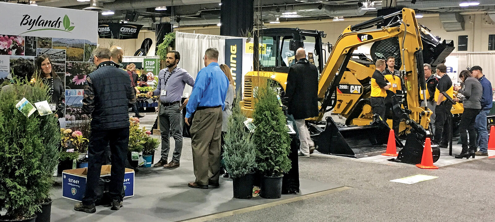 displays and people at a trade show