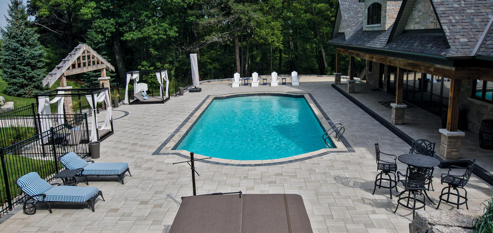 pool in a backyard